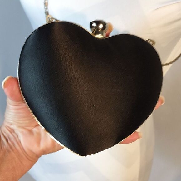 Heart Shaped Rhinestone Bow Crossbody Mini Bag - Picture 6 of 7